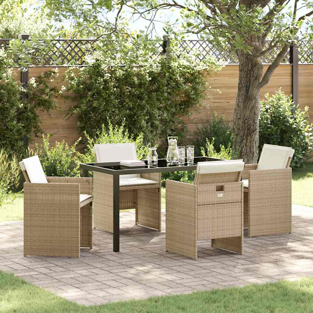 Garten Essgruppe mit Kissen 5 pcs Beige Poly-Rattan