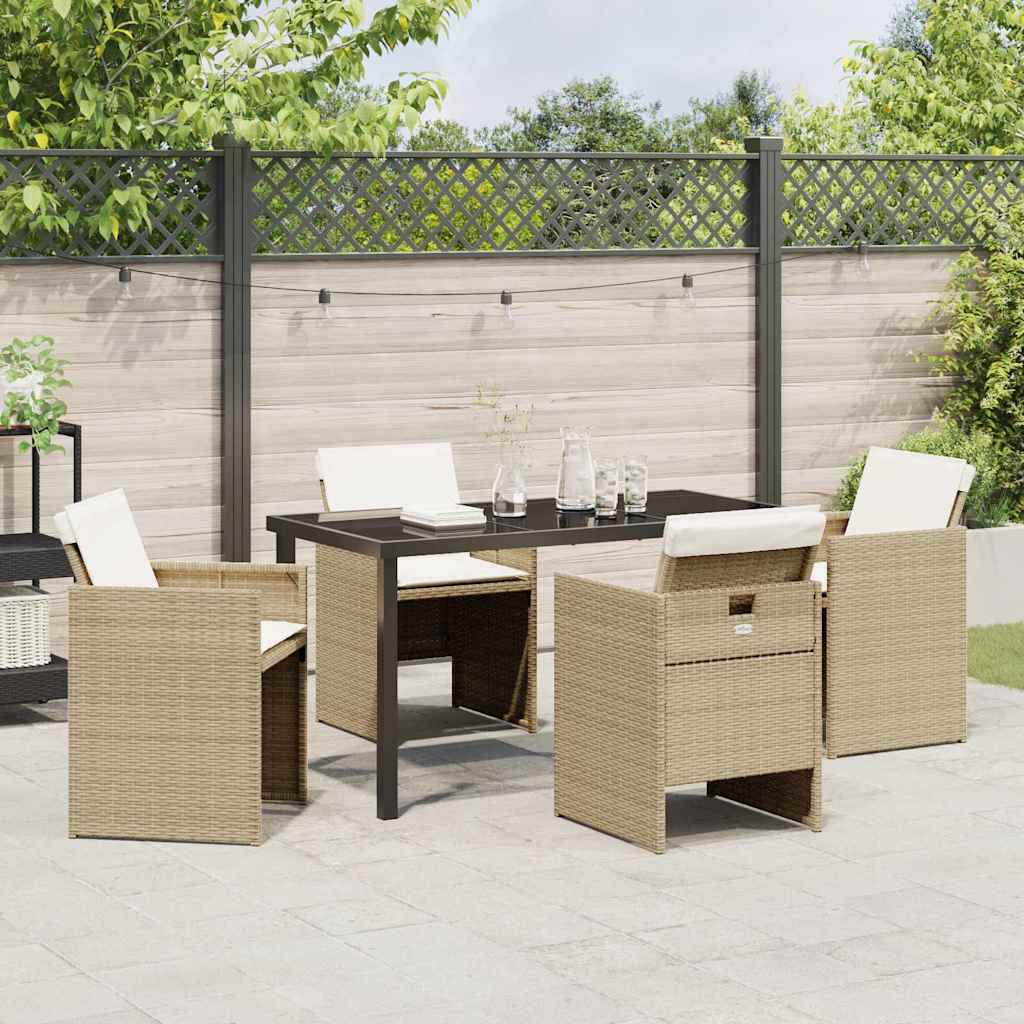 Garten Essgruppe mit Kissen 5 pcs Beige Poly-Rattan