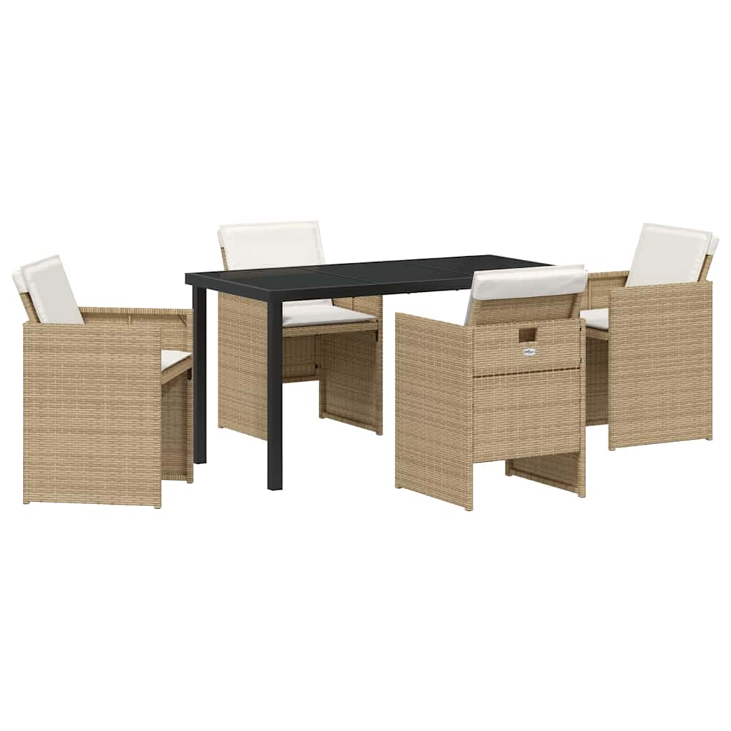 Garten Essgruppe mit Kissen 5 pcs Beige Poly-Rattan