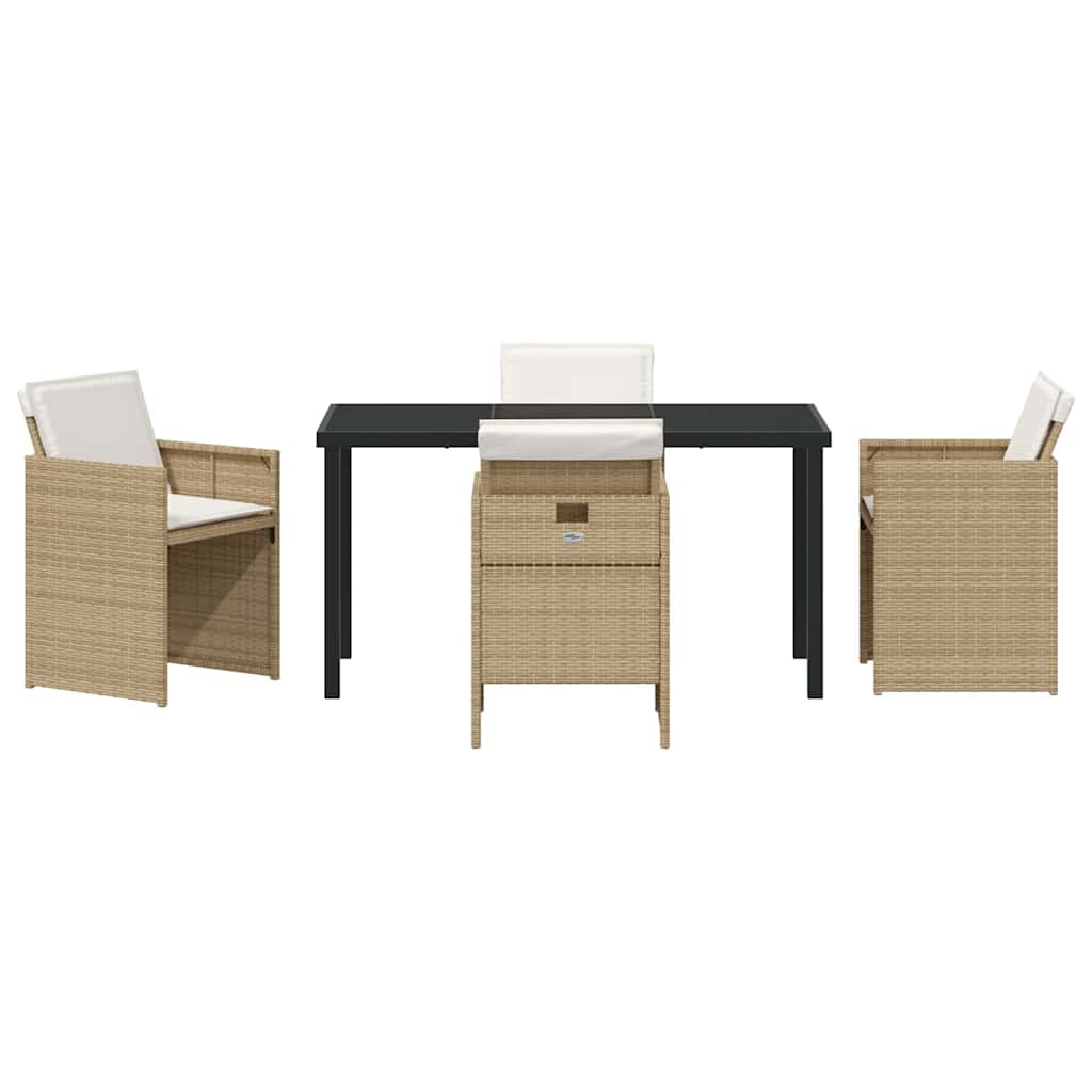 Garten Essgruppe mit Kissen 5 pcs Beige Poly-Rattan