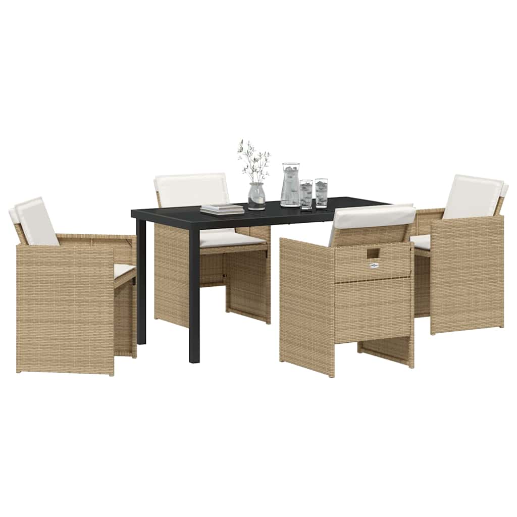 Garten Essgruppe mit Kissen 5 pcs Beige Poly-Rattan