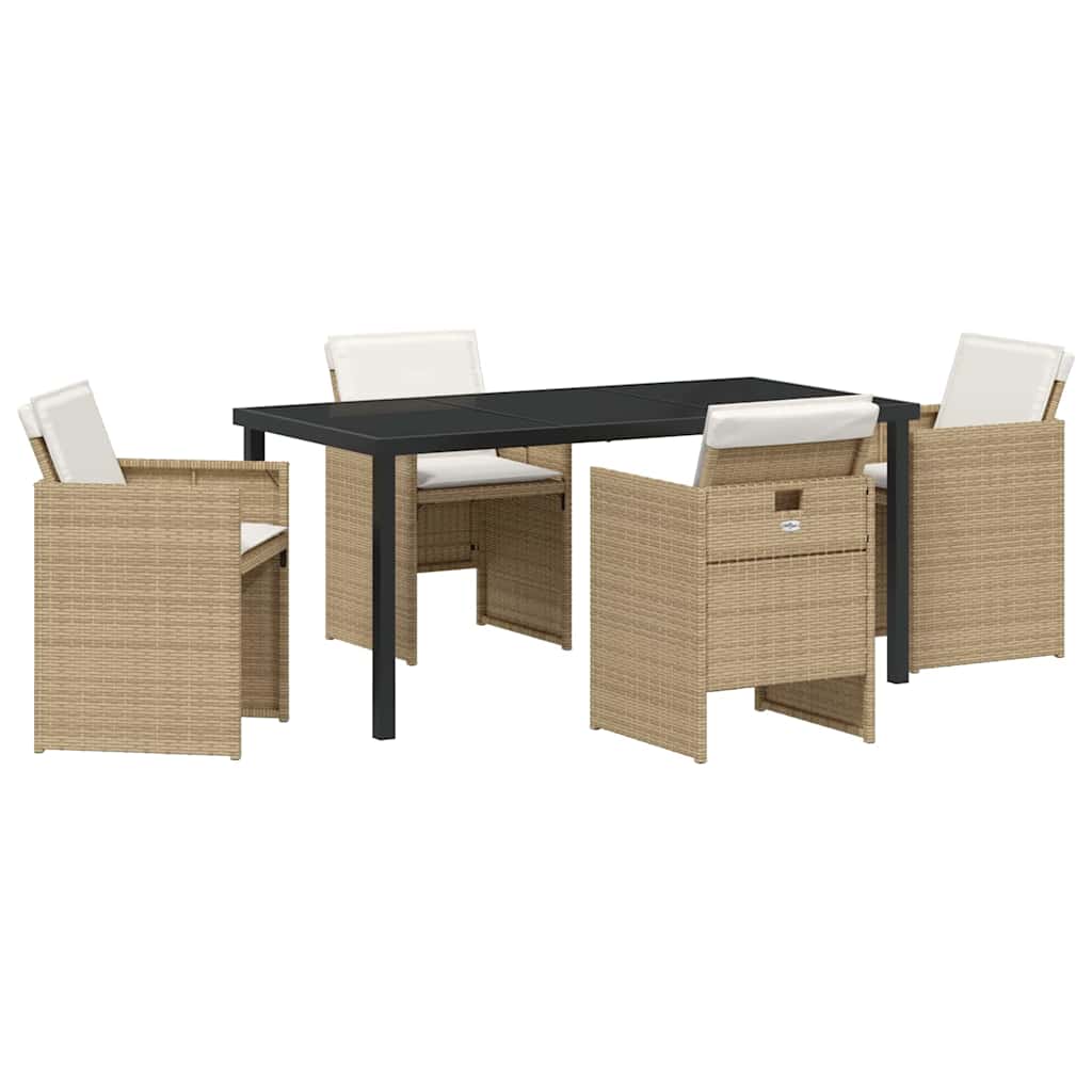 Garten Essgruppe mit Kissen 5 pcs Beige Poly-Rattan
