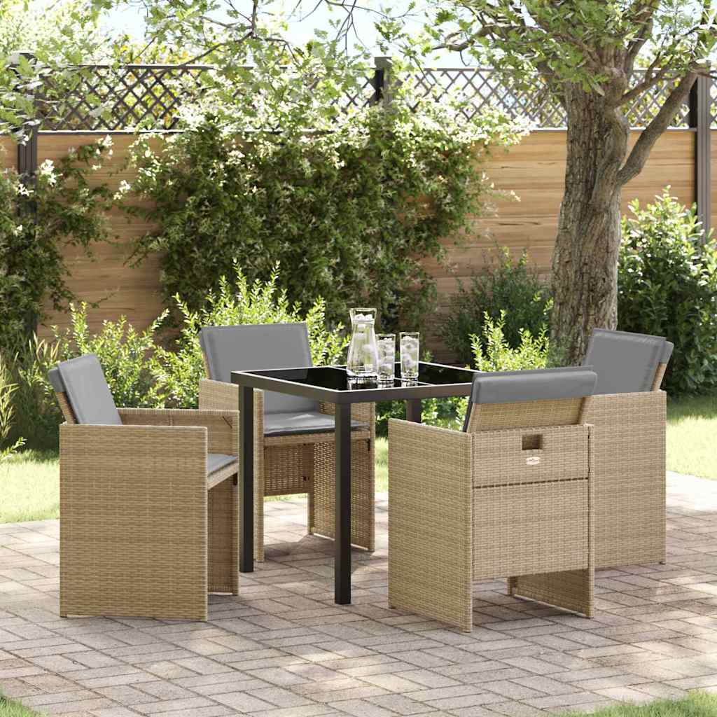 Garten Essgruppe mit Kissen 5 pcs Beige Poly-Rattan