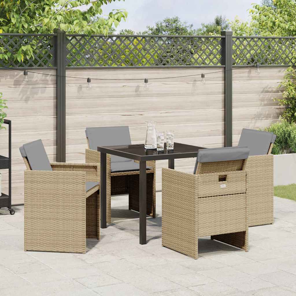 Garten Essgruppe mit Kissen 5 pcs Beige Poly-Rattan