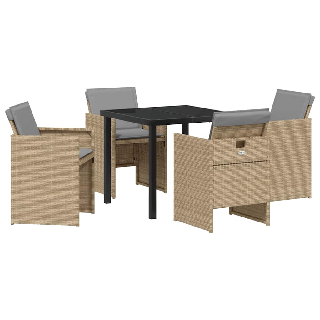 Garten Essgruppe mit Kissen 5 pcs Beige Poly-Rattan
