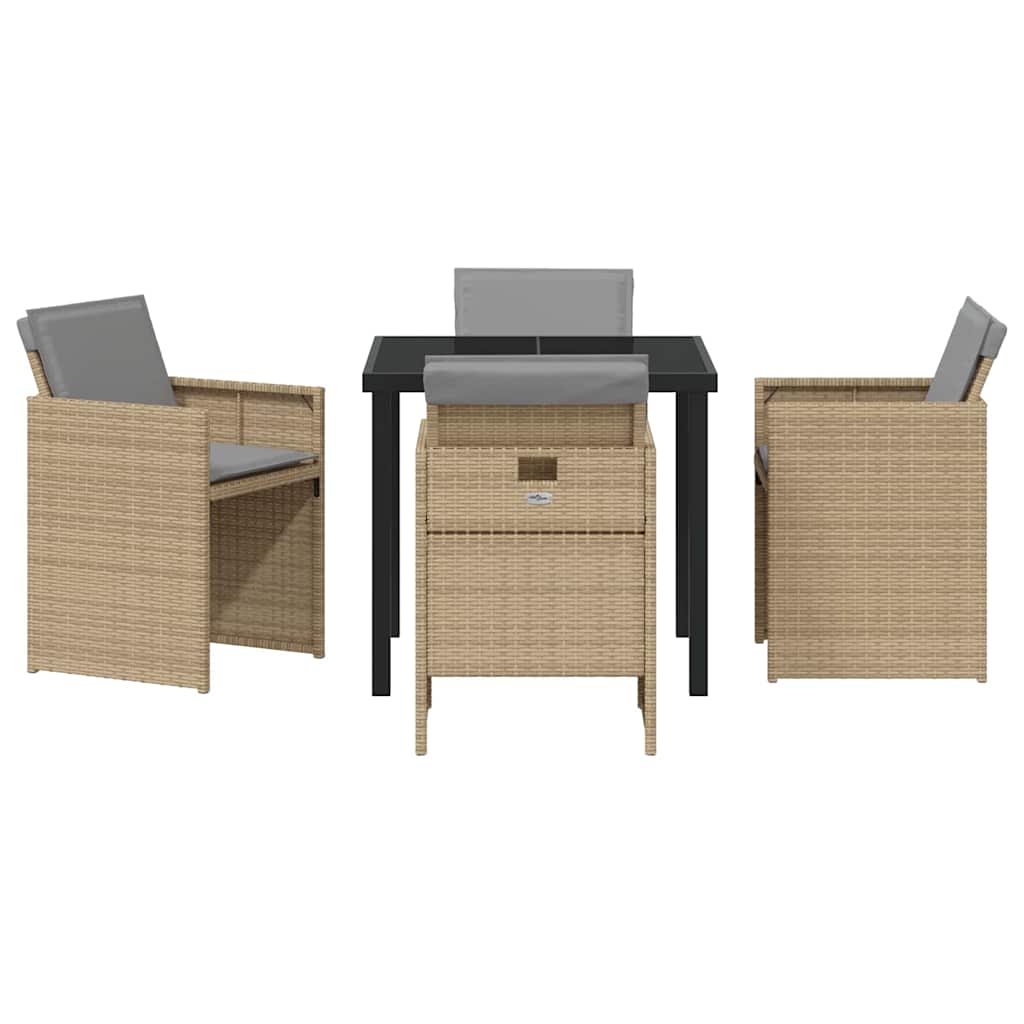 Garten Essgruppe mit Kissen 5 pcs Beige Poly-Rattan