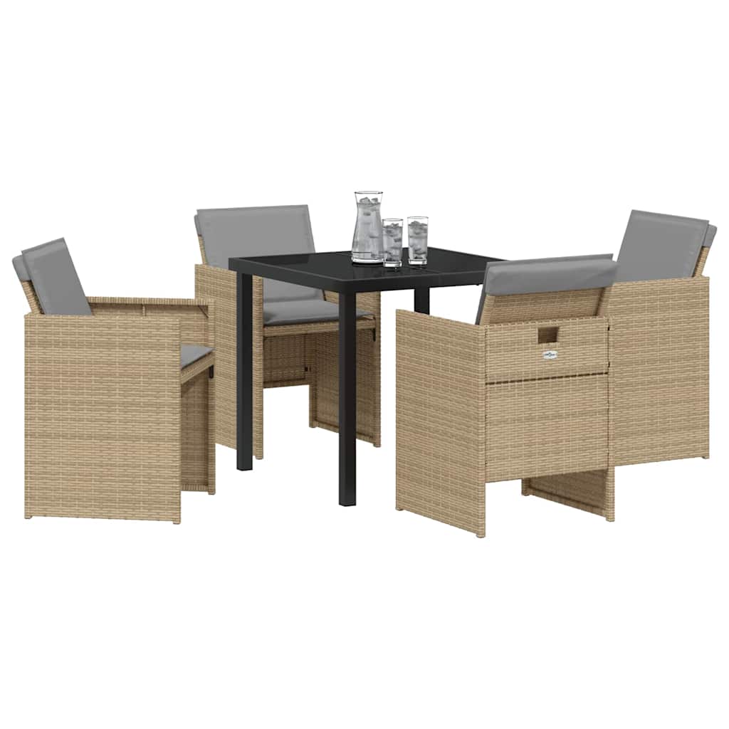Garten Essgruppe mit Kissen 5 pcs Beige Poly-Rattan