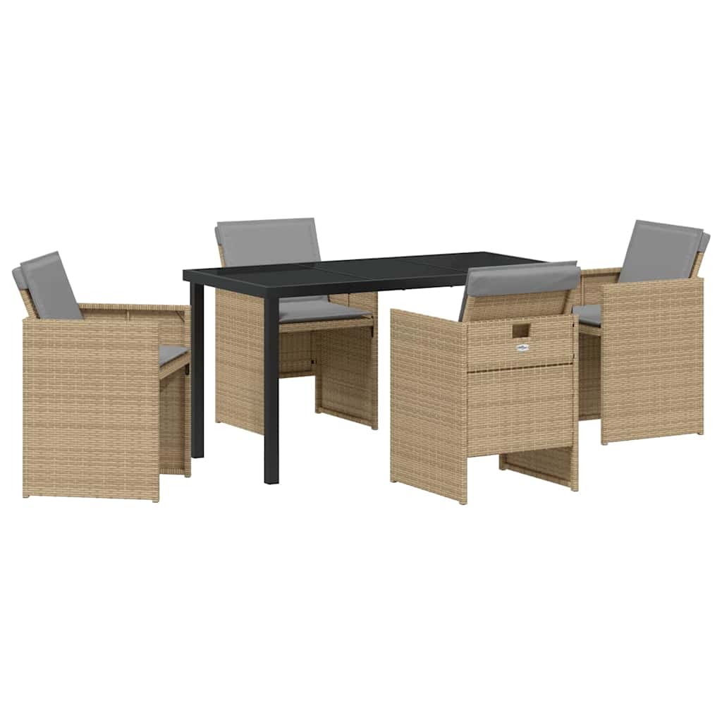 Garten Essgruppe mit Kissen 5 pcs Beige Poly-Rattan