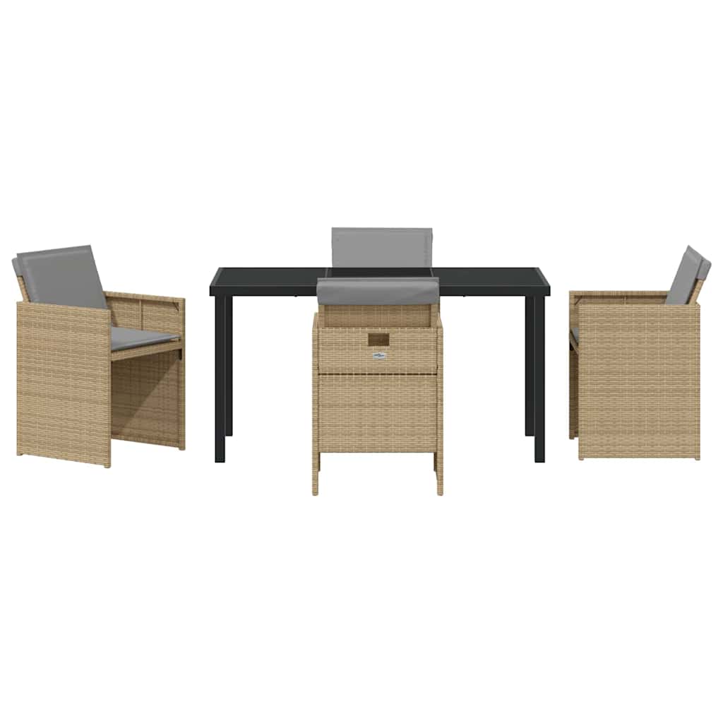 Garten Essgruppe mit Kissen 5 pcs Beige Poly-Rattan