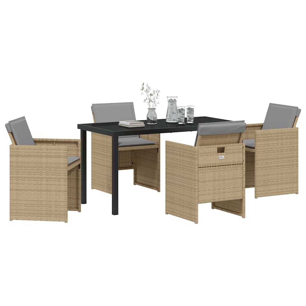 Garten Essgruppe mit Kissen 5 pcs Beige Poly-Rattan