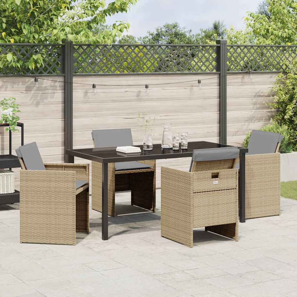 Garten Essgruppe mit Kissen 5 pcs Beige Poly-Rattan