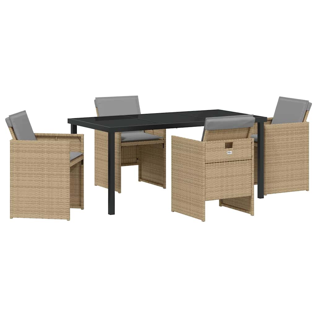 Garten Essgruppe mit Kissen 5 pcs Beige Poly-Rattan
