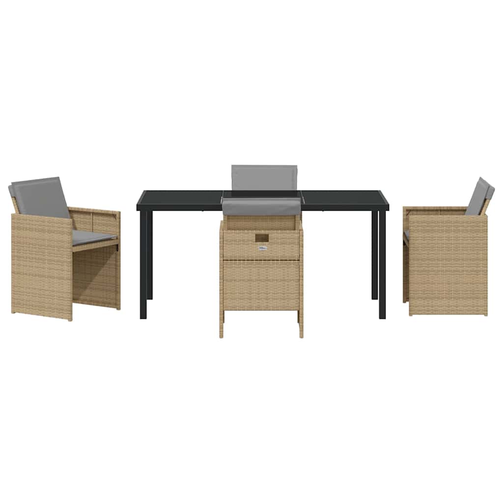 Garten Essgruppe mit Kissen 5 pcs Beige Poly-Rattan