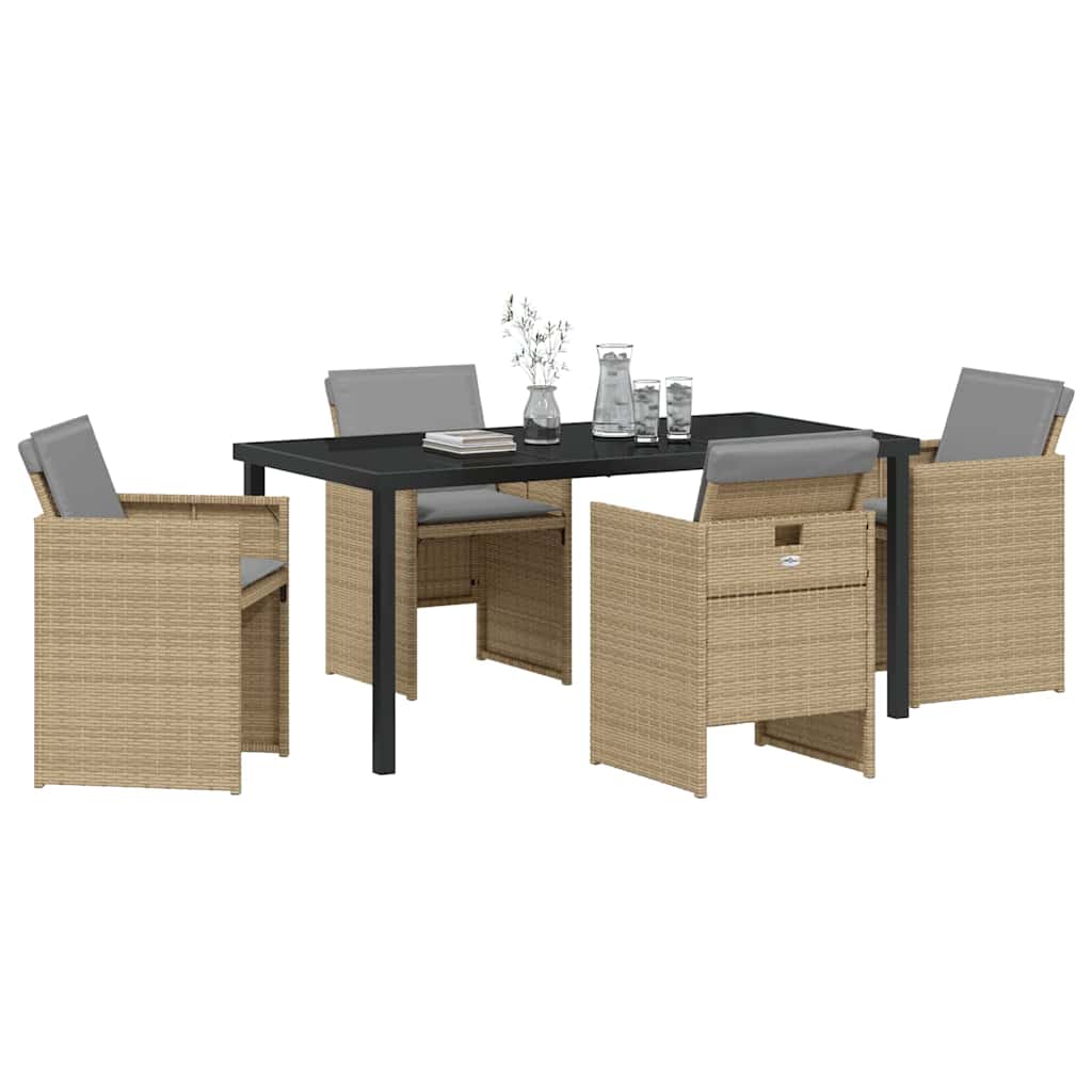 Garten Essgruppe mit Kissen 5 pcs Beige Poly-Rattan