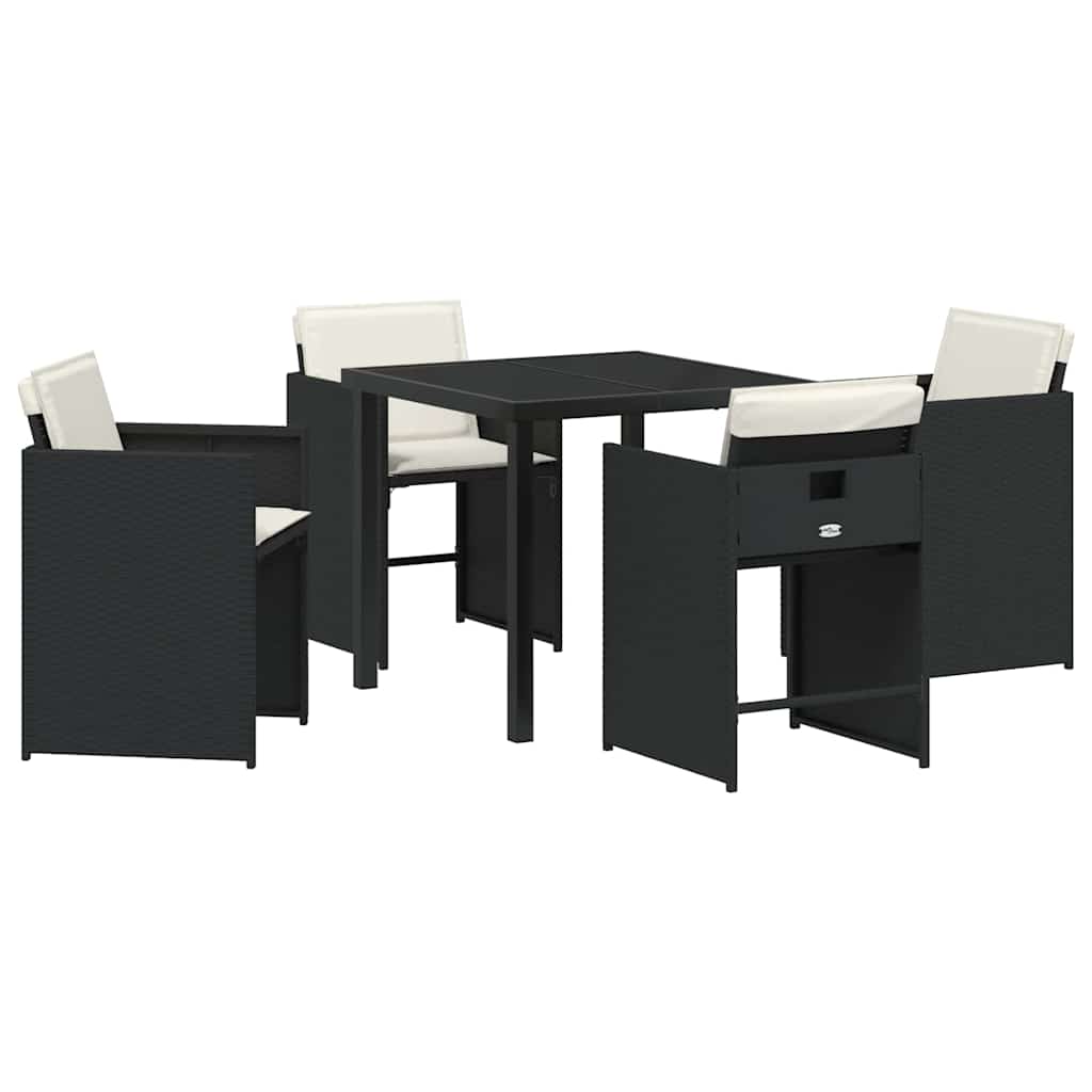 Garten Essgruppe mit Kissen 5 pcs Schwarz Poly-Rattan