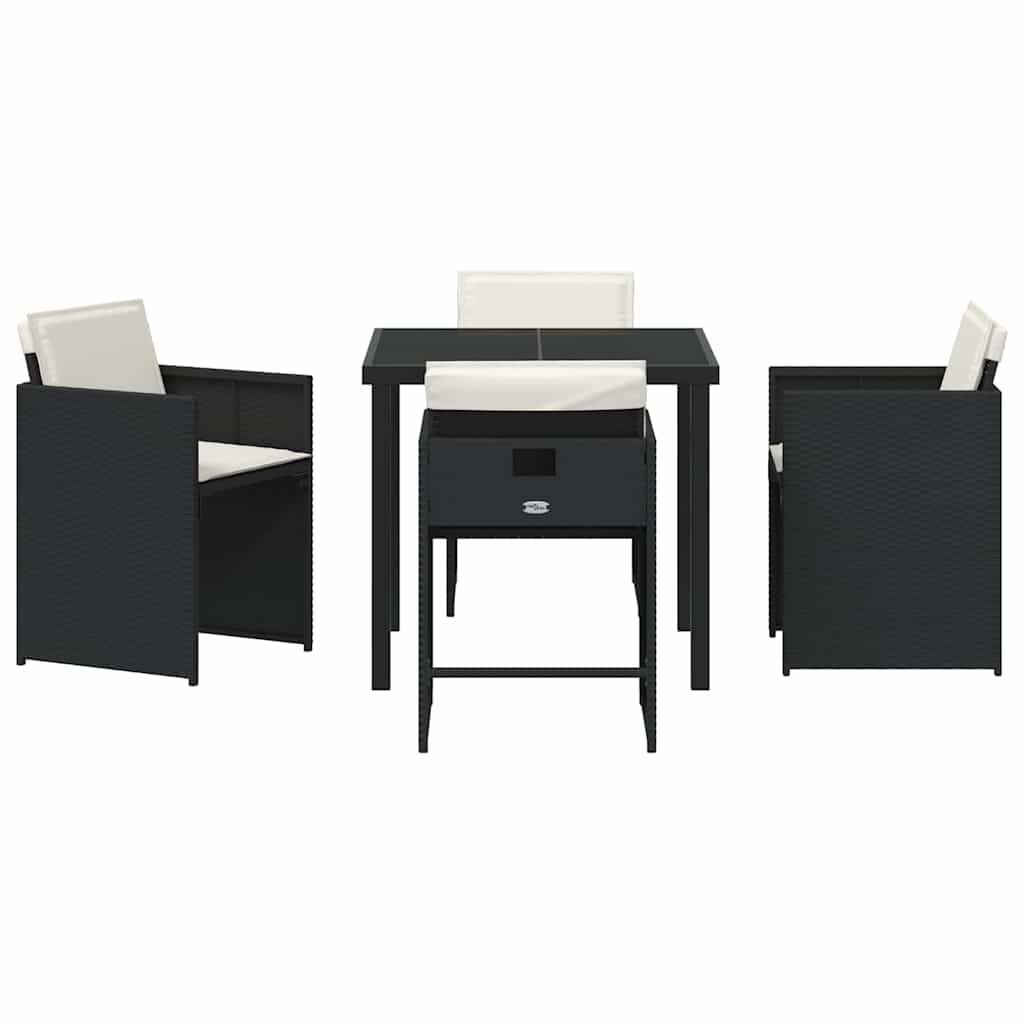 Garten Essgruppe mit Kissen 5 pcs Schwarz Poly-Rattan