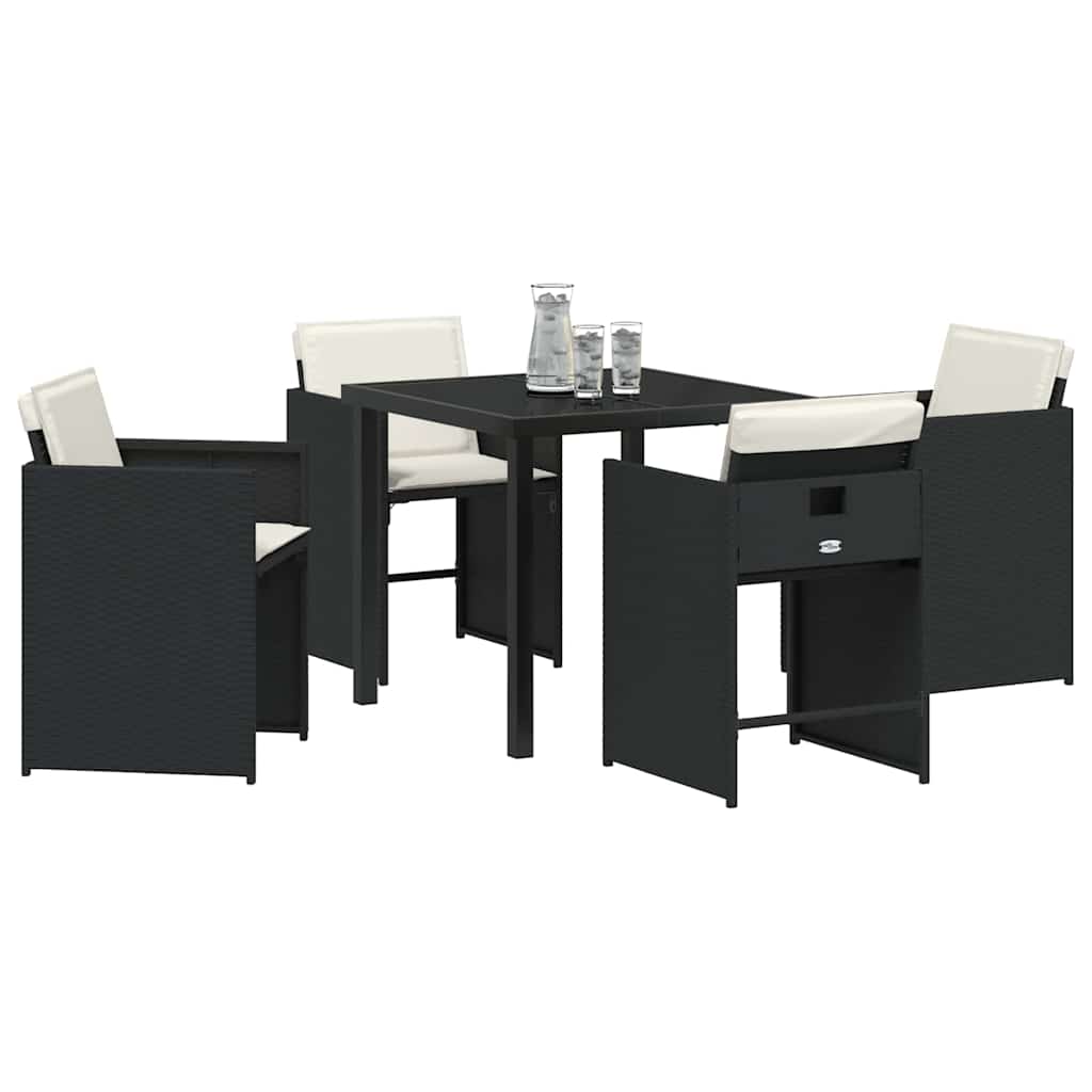 Garten Essgruppe mit Kissen 5 pcs Schwarz Poly-Rattan