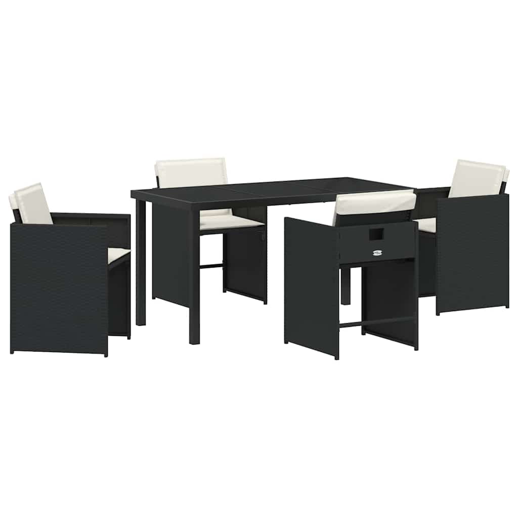 Garten Essgruppe mit Kissen 5 pcs Schwarz Poly-Rattan