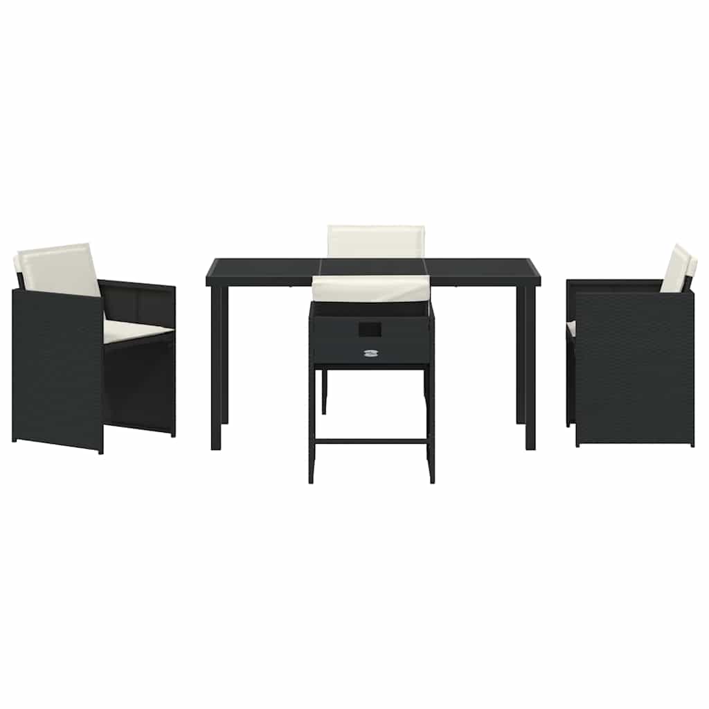 Garten Essgruppe mit Kissen 5 pcs Schwarz Poly-Rattan