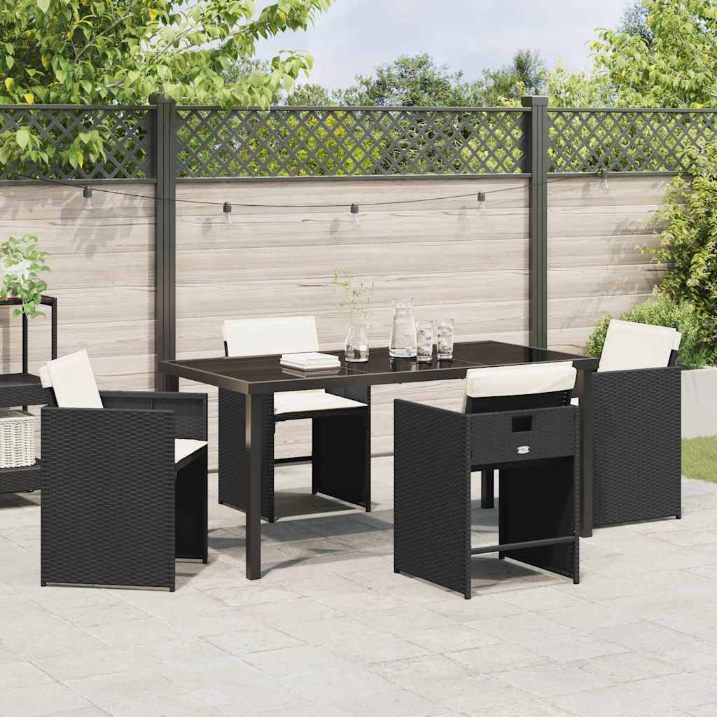 Garten Essgruppe mit Kissen 5 pcs Schwarz Poly-Rattan