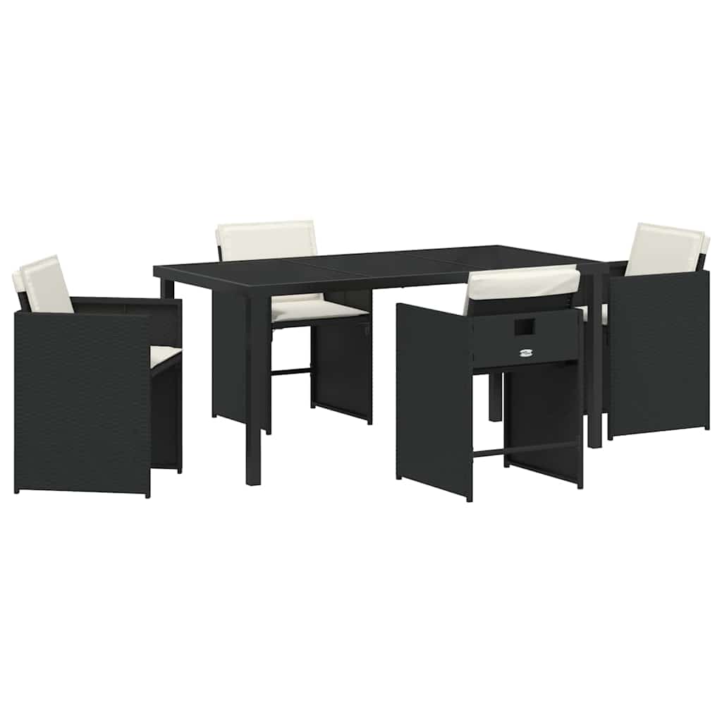 Garten Essgruppe mit Kissen 5 pcs Schwarz Poly-Rattan