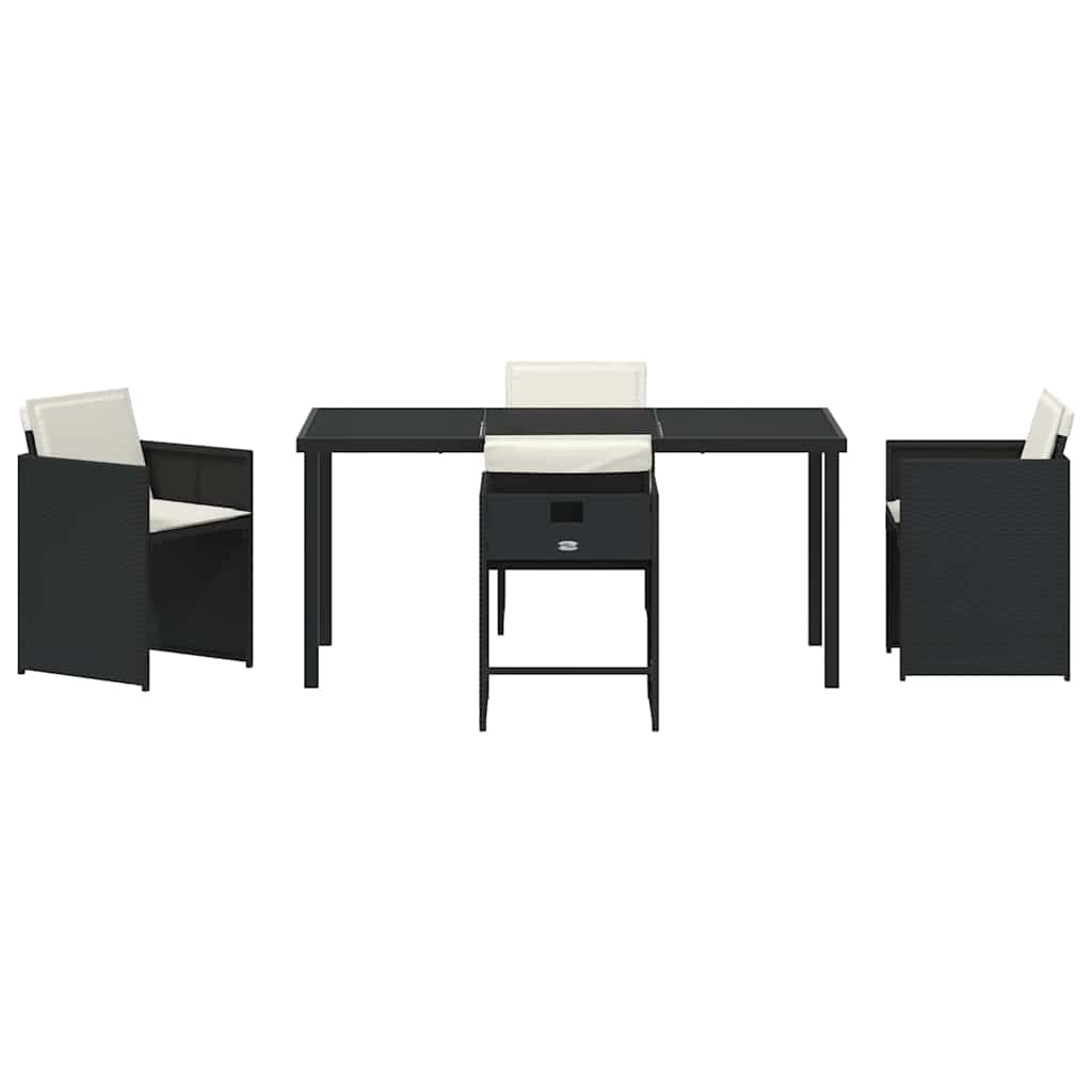 Garten Essgruppe mit Kissen 5 pcs Schwarz Poly-Rattan
