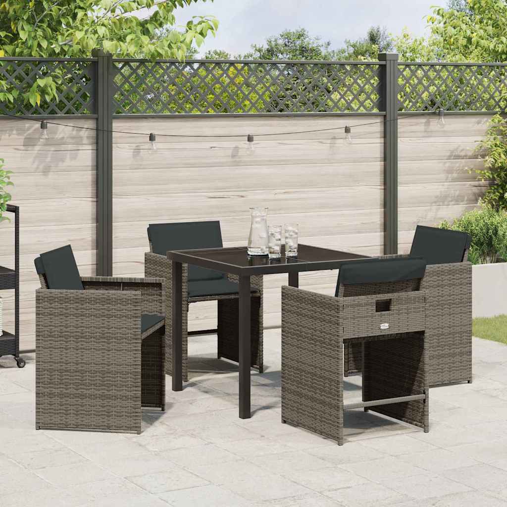 Garten Essgruppe mit Kissen 5 pcs Grau Poly-Rattan