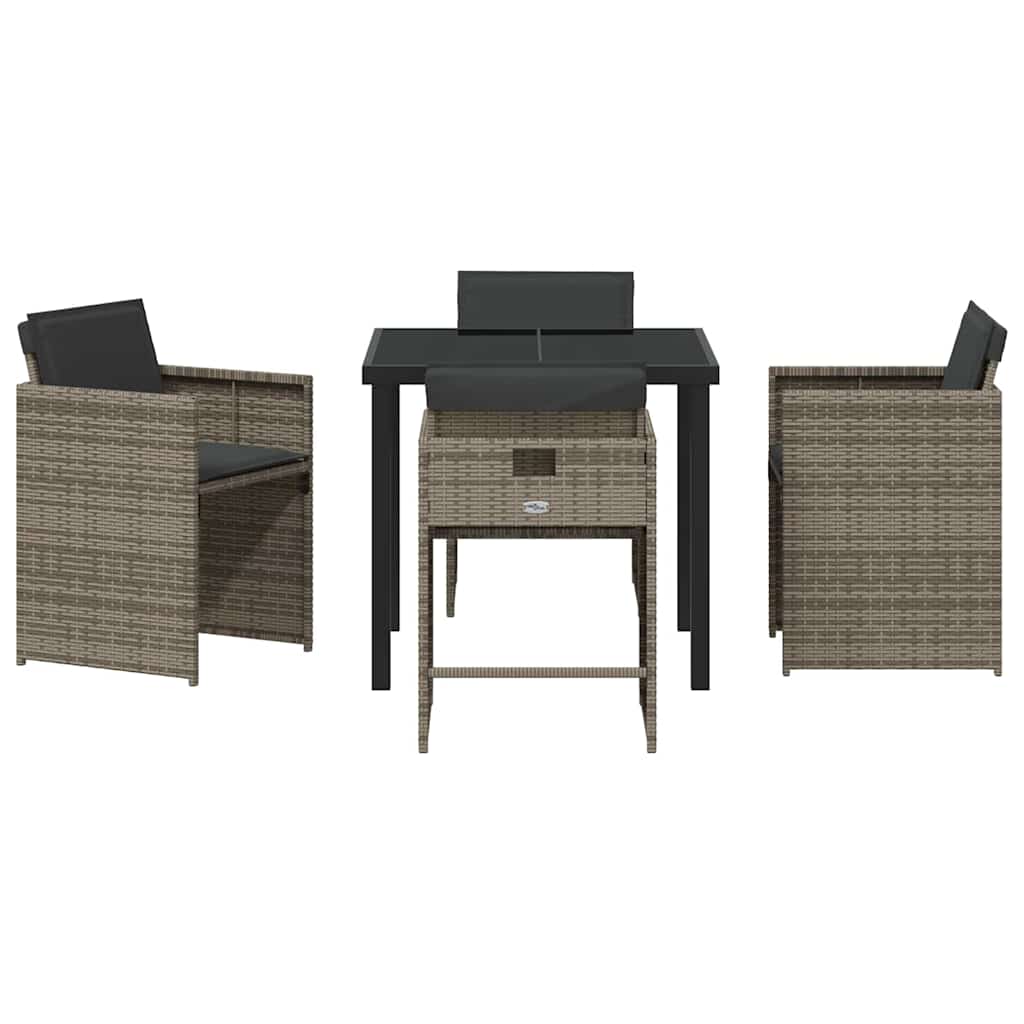 Garten Essgruppe mit Kissen 5 pcs Grau Poly-Rattan