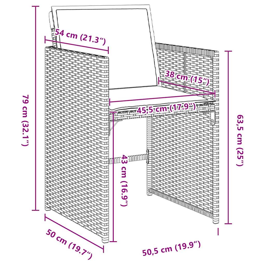Garten Essgruppe mit Kissen 5 pcs Grau Poly-Rattan