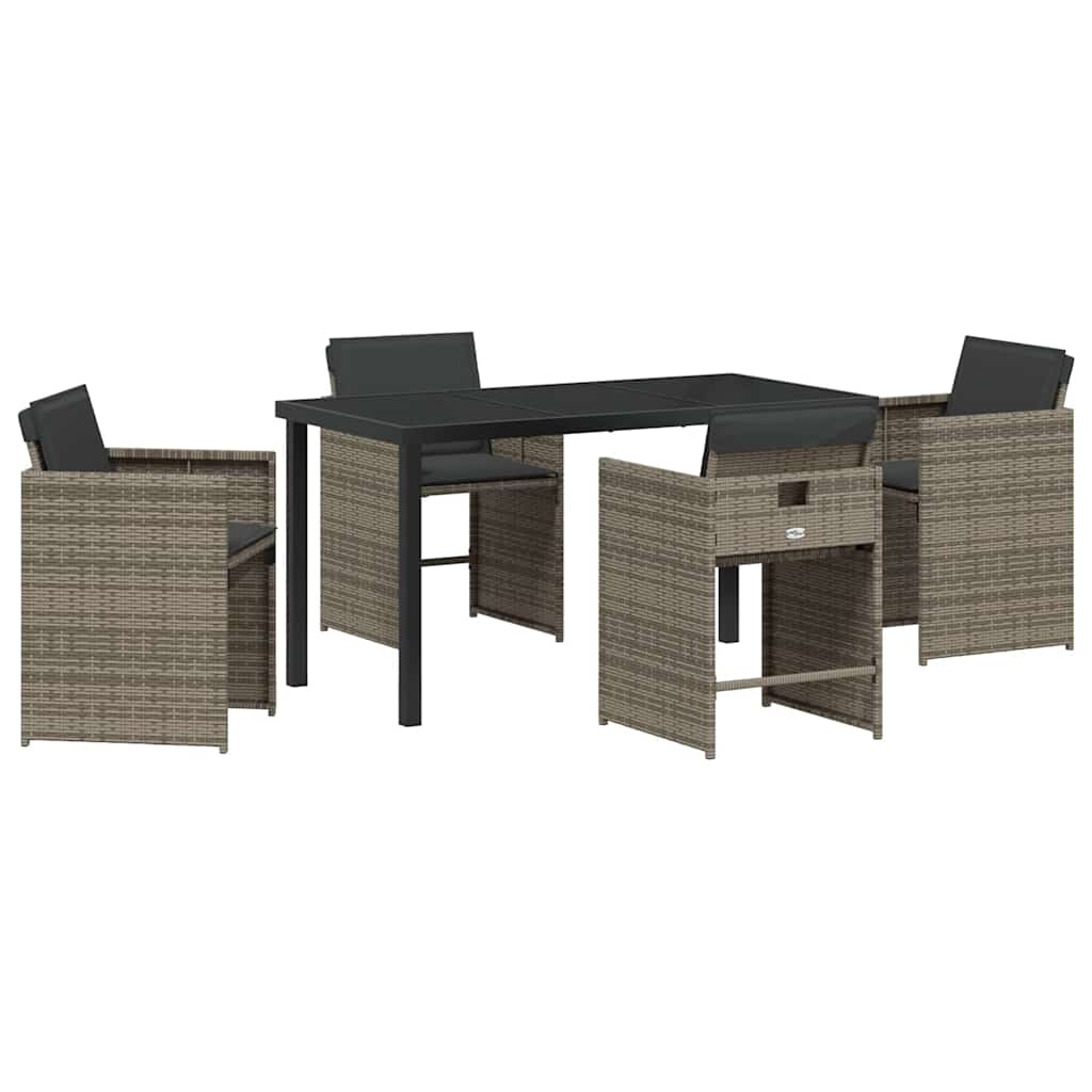 Garten Essgruppe mit Kissen 5 pcs Grau Poly-Rattan