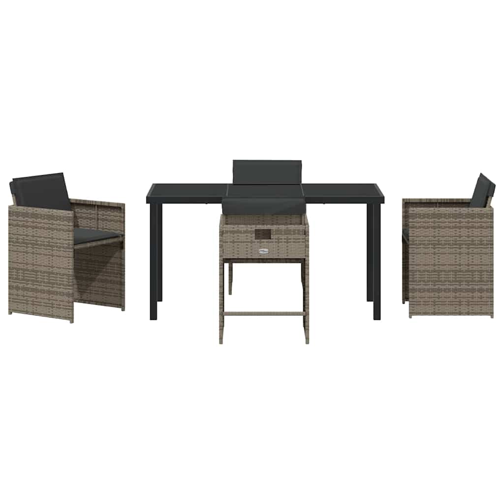 Garten Essgruppe mit Kissen 5 pcs Grau Poly-Rattan