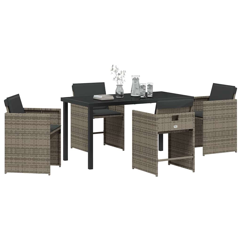Garten Essgruppe mit Kissen 5 pcs Grau Poly-Rattan