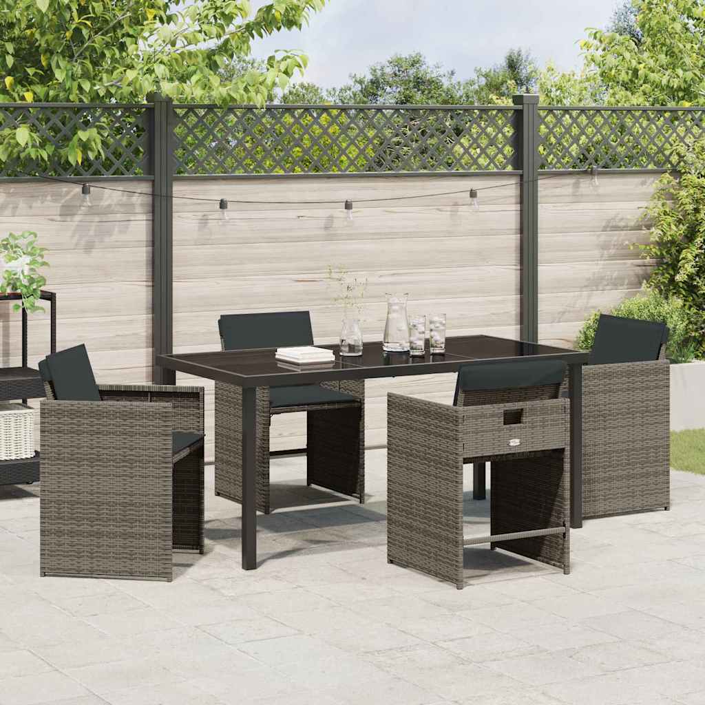 Garten Essgruppe mit Kissen 5 pcs Grau Poly-Rattan