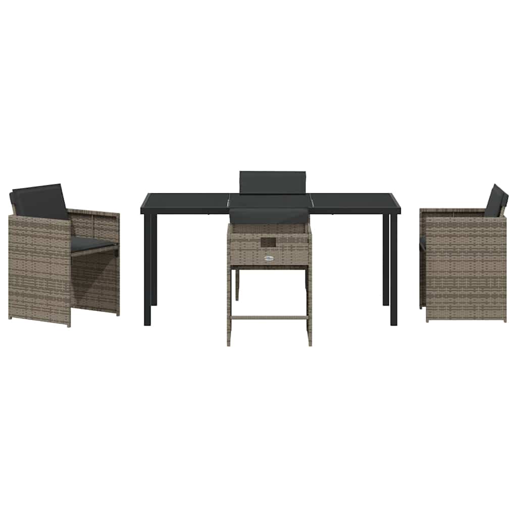Garten Essgruppe mit Kissen 5 pcs Grau Poly-Rattan