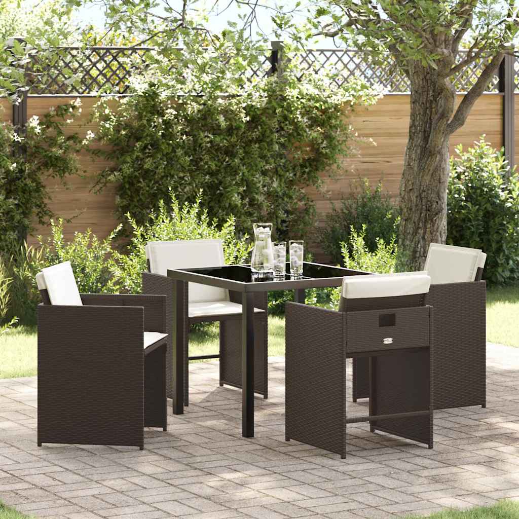 Garten Essgruppe mit Kissen 5 pcs Braun Poly-Rattan