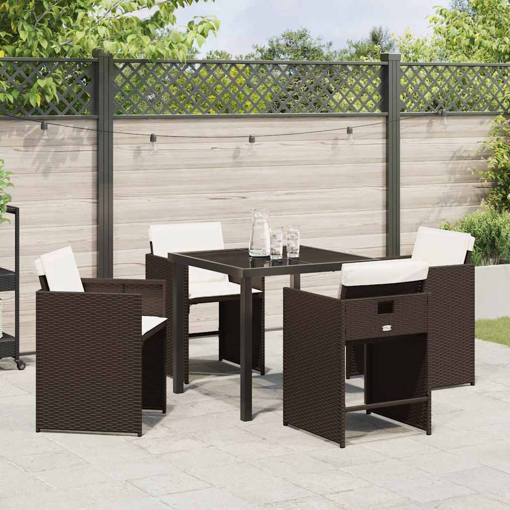 Garten Essgruppe mit Kissen 5 pcs Braun Poly-Rattan