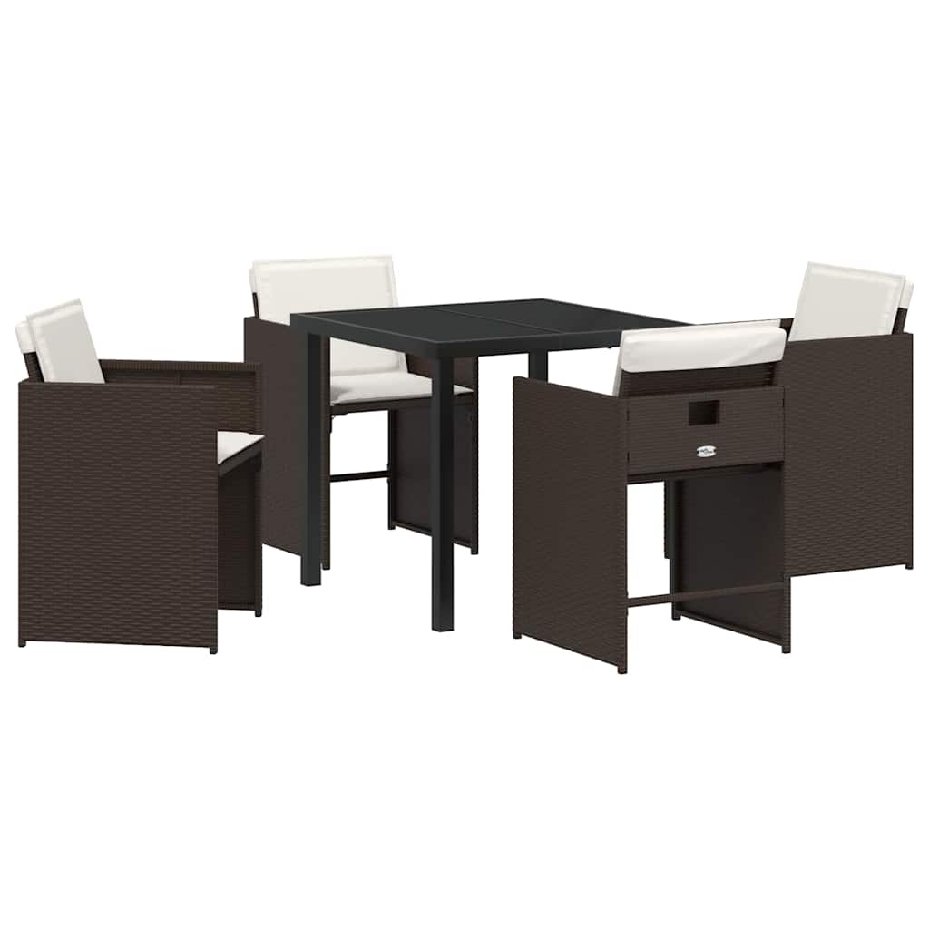 Garten Essgruppe mit Kissen 5 pcs Braun Poly-Rattan