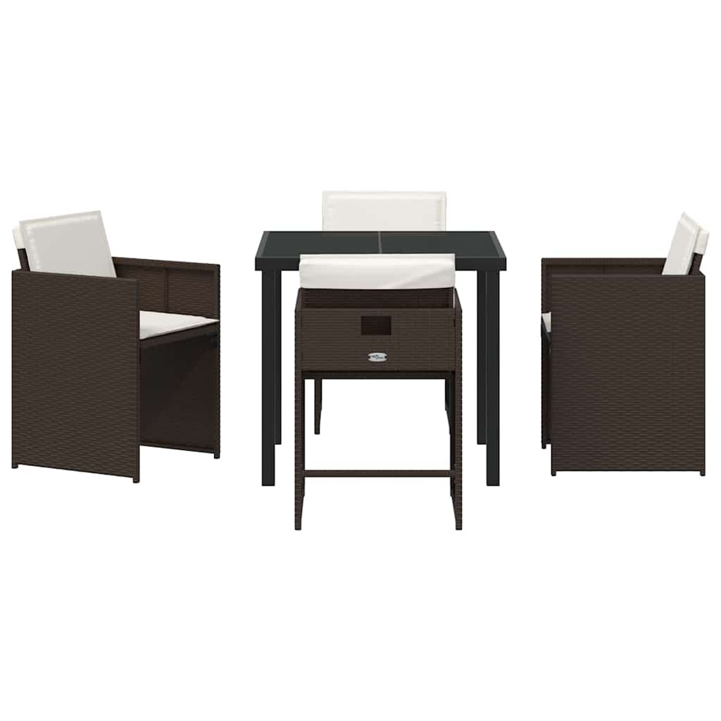 Garten Essgruppe mit Kissen 5 pcs Braun Poly-Rattan