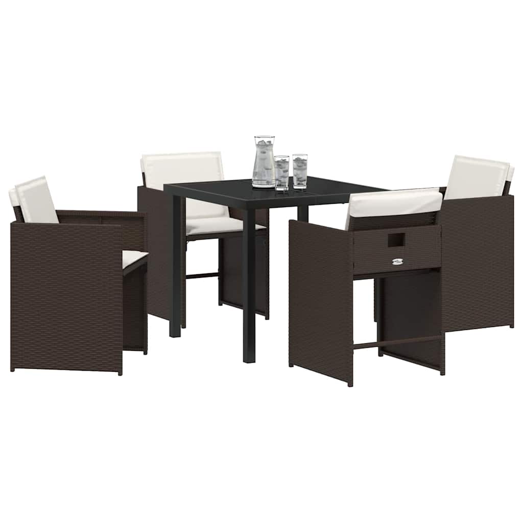 Garten Essgruppe mit Kissen 5 pcs Braun Poly-Rattan