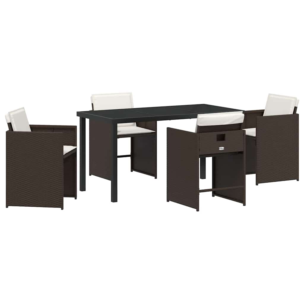 Garten Essgruppe mit Kissen 5 pcs Braun Poly-Rattan