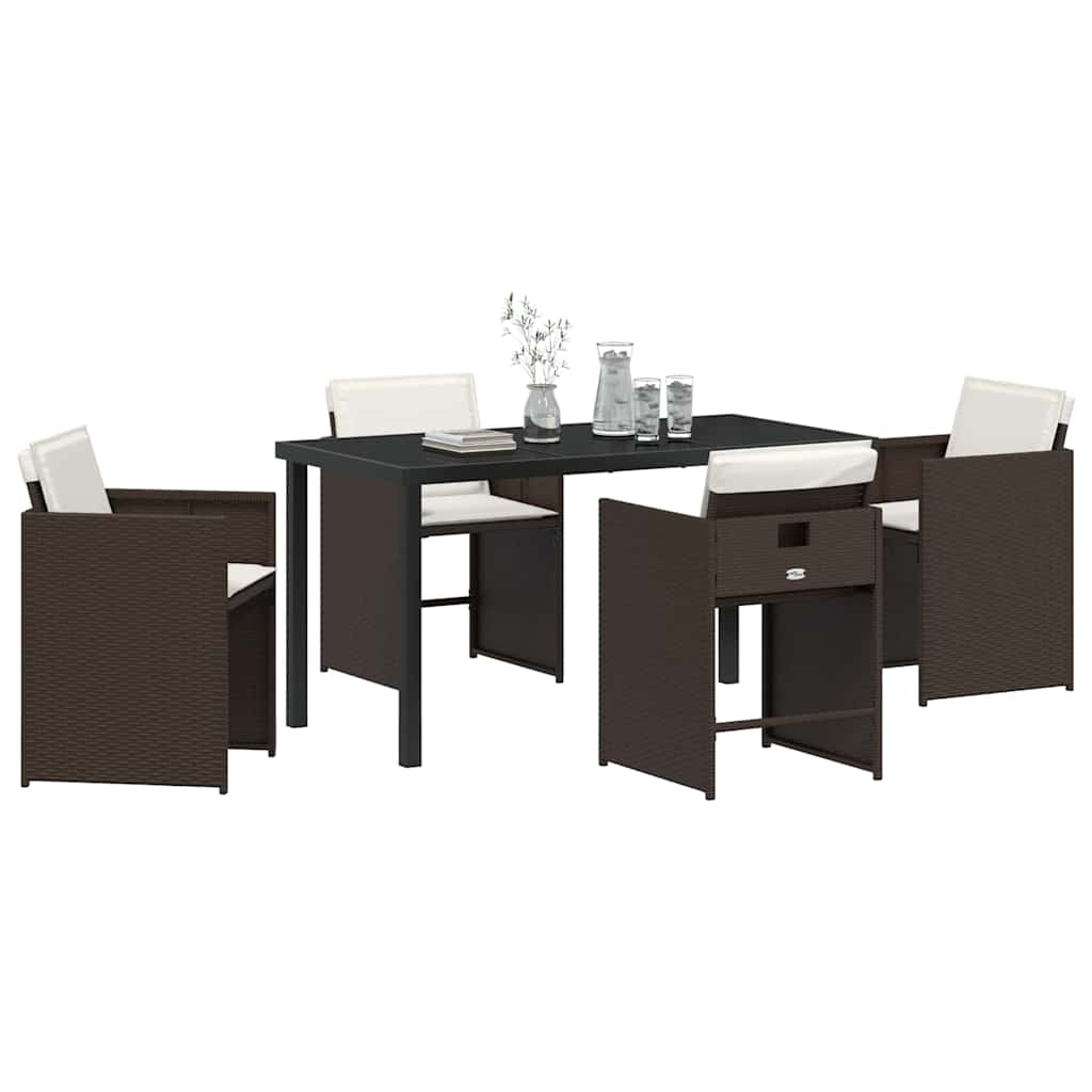 Garten Essgruppe mit Kissen 5 pcs Braun Poly-Rattan
