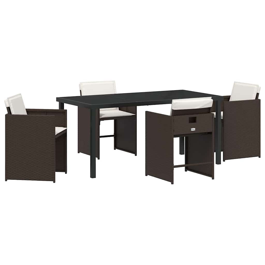 Garten Essgruppe mit Kissen 5 pcs Braun Poly-Rattan