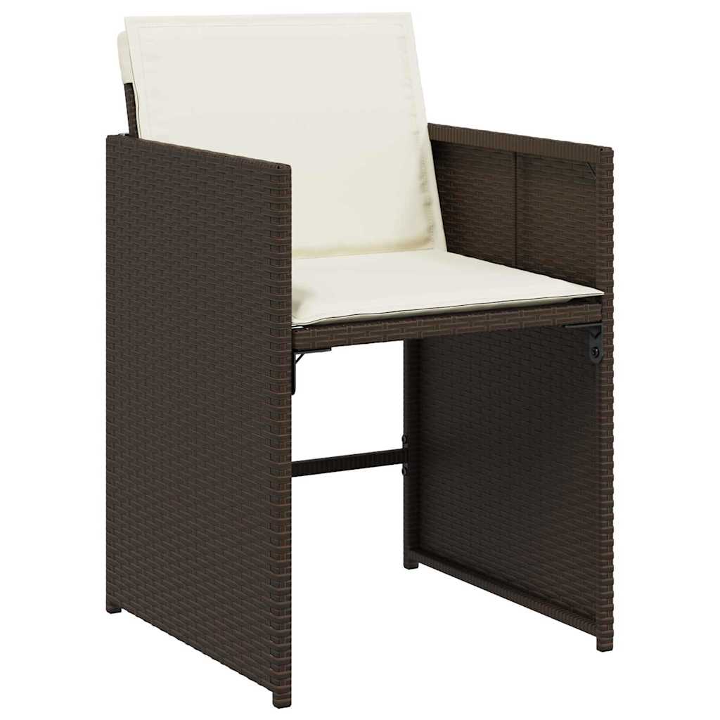 Garten Essgruppe mit Kissen 9 pcs Braun Poly-Rattan