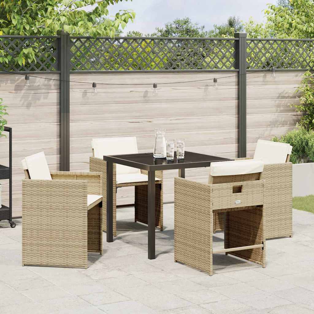 Garten Essgruppe mit Kissen 5 pcs Beige Poly-Rattan