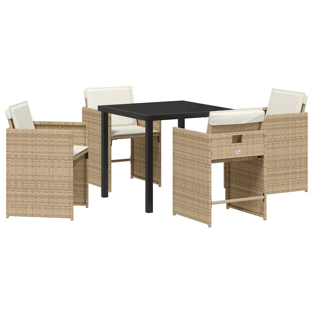 Garten Essgruppe mit Kissen 5 pcs Beige Poly-Rattan