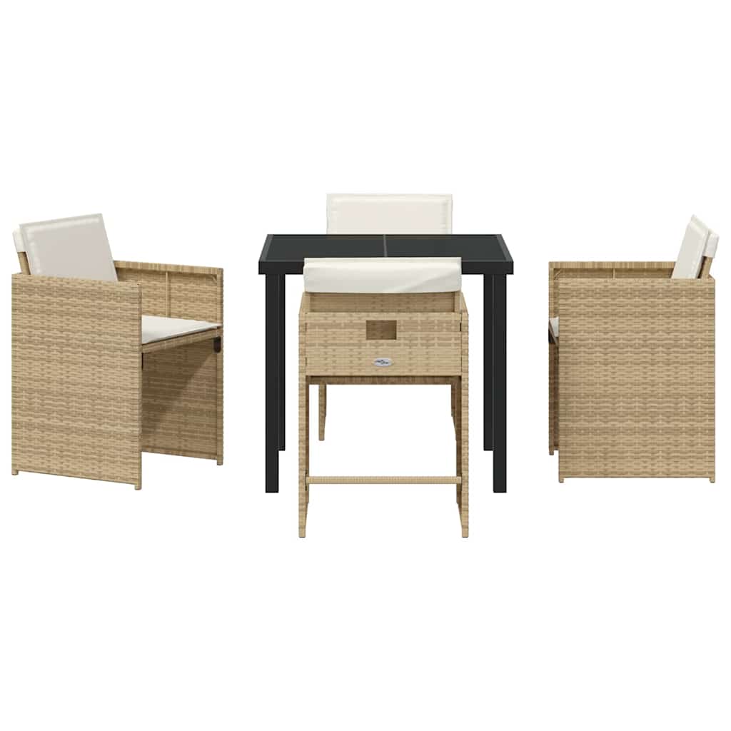 Garten Essgruppe mit Kissen 5 pcs Beige Poly-Rattan