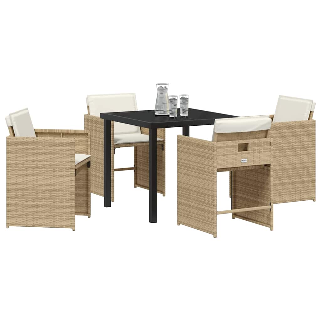 Garten Essgruppe mit Kissen 5 pcs Beige Poly-Rattan