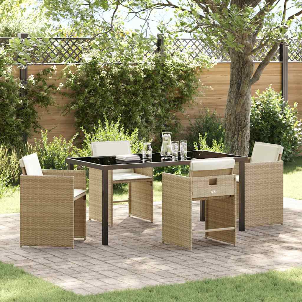 Garten Essgruppe mit Kissen 5 pcs Beige Poly-Rattan