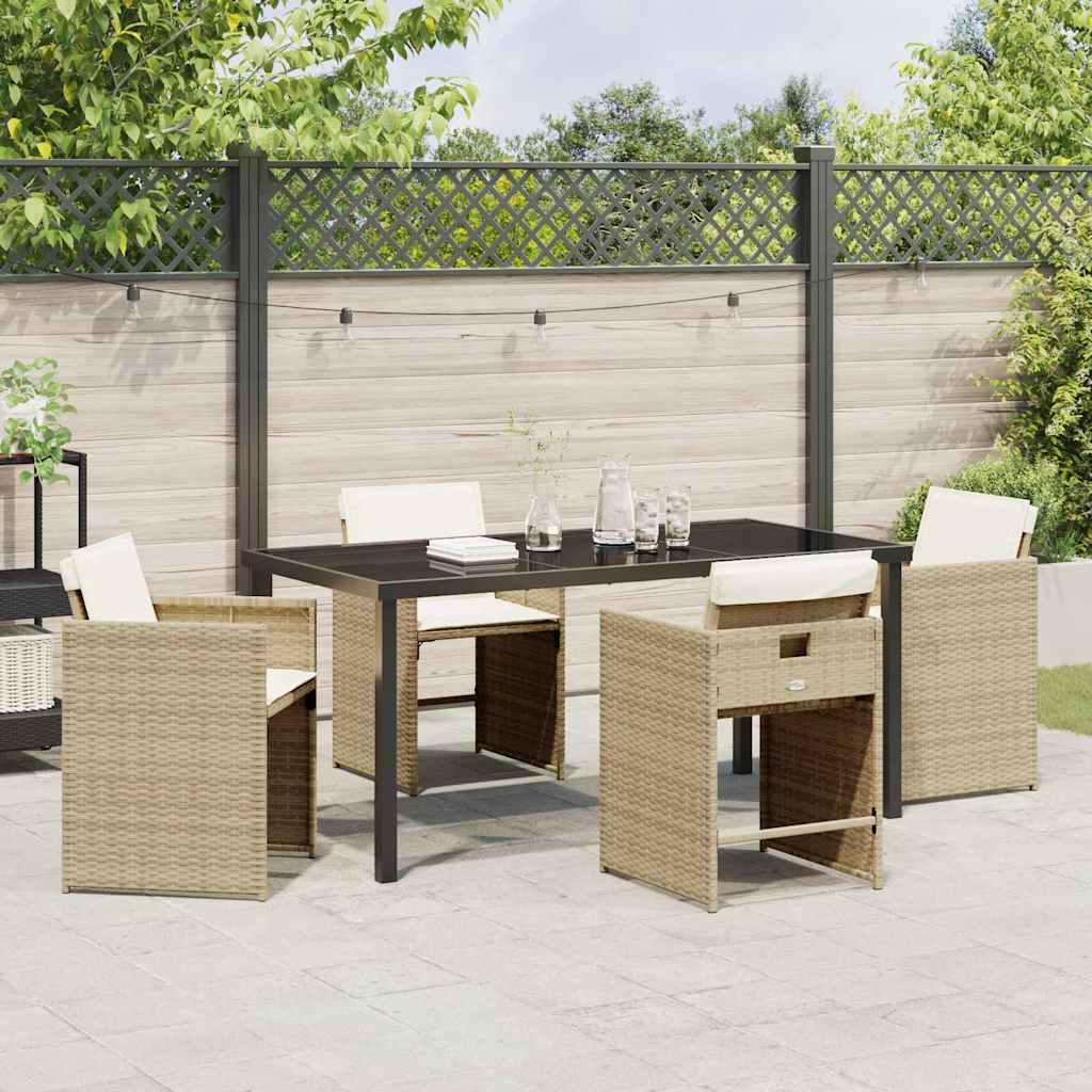 Garten Essgruppe mit Kissen 5 pcs Beige Poly-Rattan