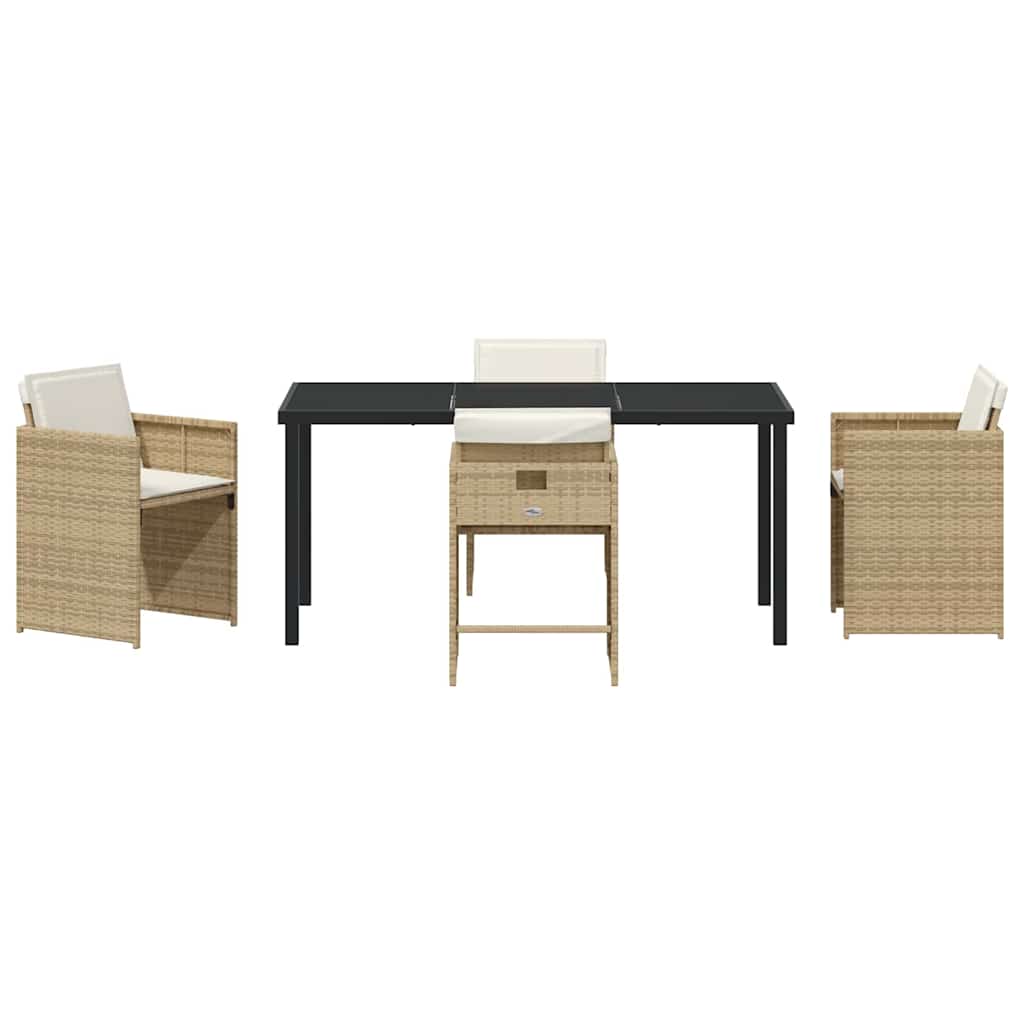 Garten Essgruppe mit Kissen 5 pcs Beige Poly-Rattan